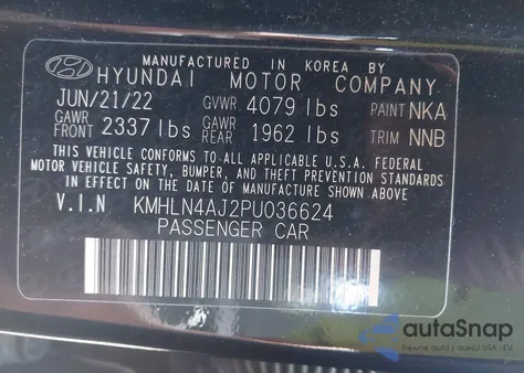 2023 Hyundai Elantra Hybrid Limited from USA, damaged, VIN KMHLN4AJ2PU036624